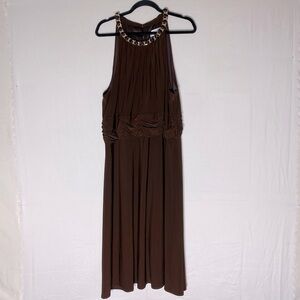Vintage Jessica Howard Woman Brown Halter Top Empire Waist Evening Dress XXL